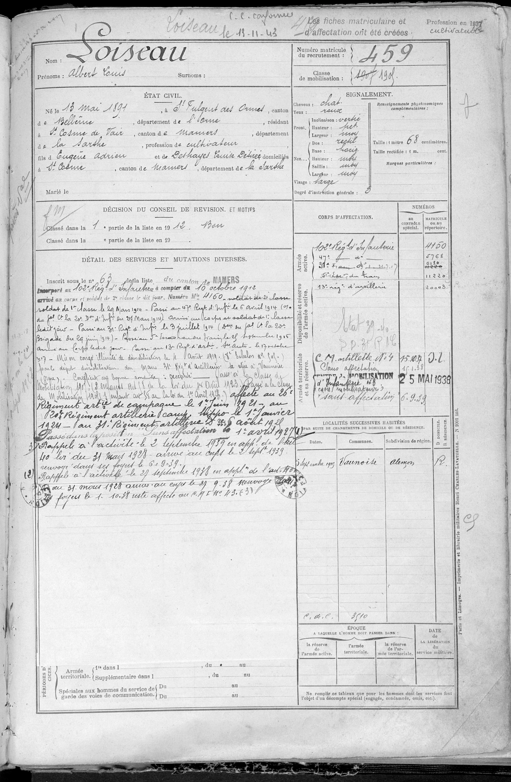 Recherche d’actes militaires anciens